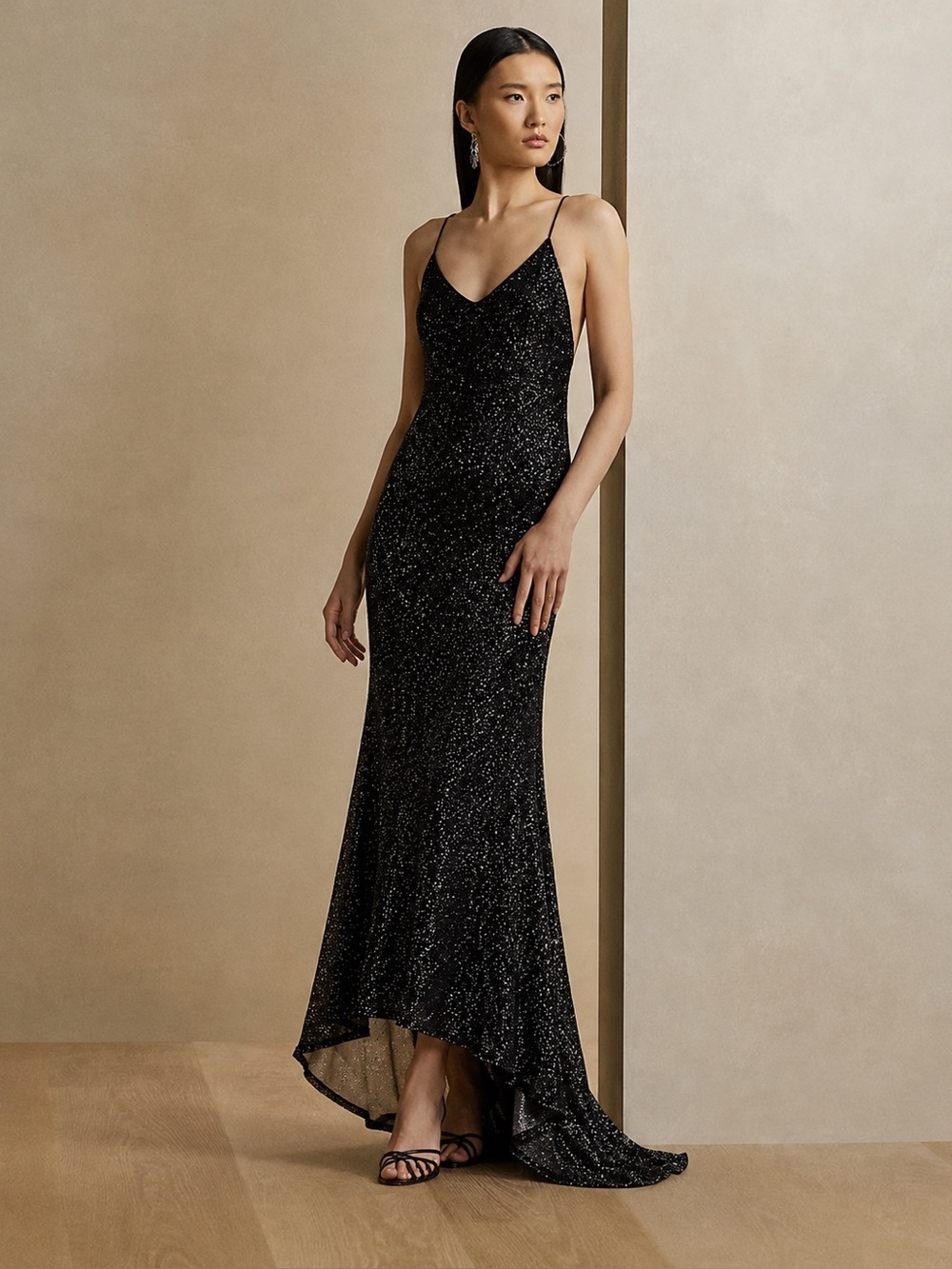Ralph Lauren Vintage Mesh Metallic Sparkle Mermaid Fishnet Lace Overlay Dress - Picture 2 of 7